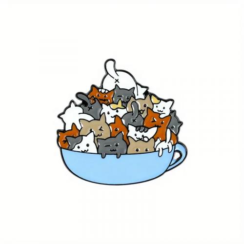 Odznak (pins) Kočky v hrnku 2,8 x 2,8 cm - barevný