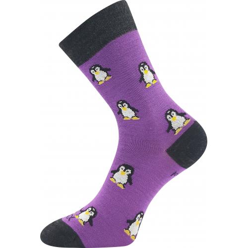 Ponožky dámske vlnené Voxx Snežienka - fialové-sivé