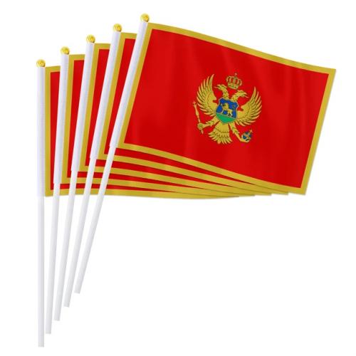 Vlajka Černá Hora 14 x 21 cm na plastové tyčce
