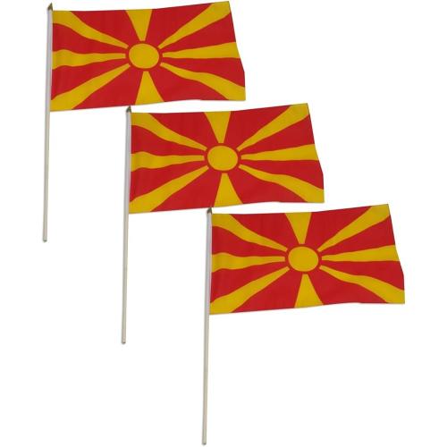 Vlajka Macedónska 14 x 21 cm na plastovej tyčke