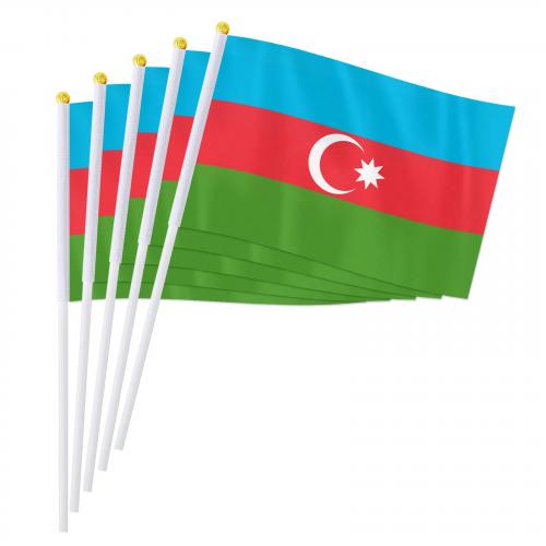 Vlajka Ázerbájdžán 14 x 21 cm na plastové tyčce