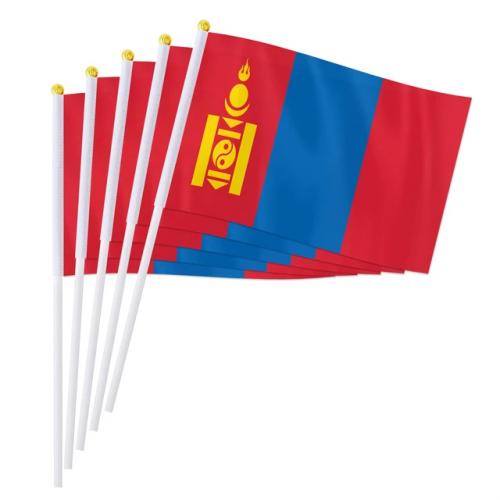 Vlajka Mongolsko 14 x 21 cm na plastové tyčce