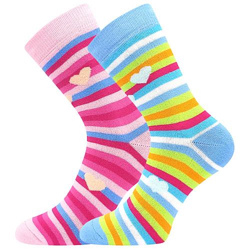 Ponožky dámské silné Boma Pruhana 2 2 páry (světle modré, růžové)