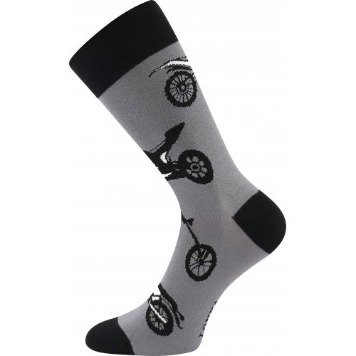 Ponožky pánské trendy Lonka Depate Motorky - šedé