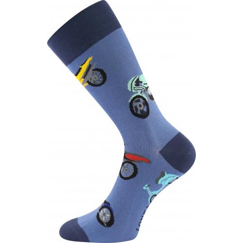 Ponožky pánské trendy Lonka Depate Motorky - modré-navy