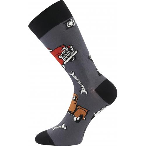 Ponožky pánské trendy Lonka Depate Auta - šedé-černé