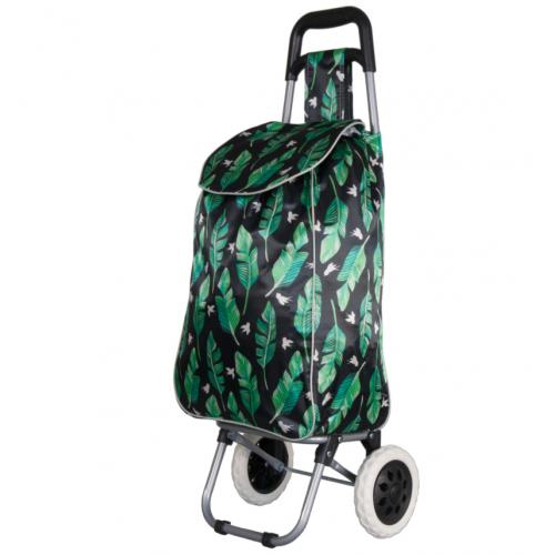 Nákupná taška na kolieskach METRO ST-01F - čierna-zelená