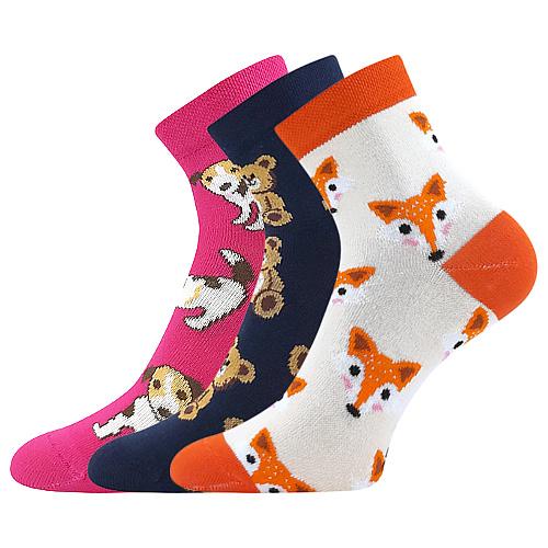 Ponožky dětské slabé Boma Kay3 páry (oranžové, růžové, navy)