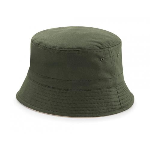Obojstranný klobúčik Beechfield - olivový-béžový