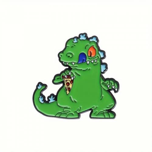Odznak (pins) Dinosaurus s pizzou 3,3 x 3,3 cm - zelený