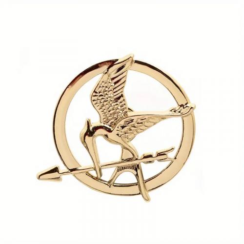 Brošňa Hunger Games Reprodrozd 3,8 x 4,2 cm - ružová-zlatá