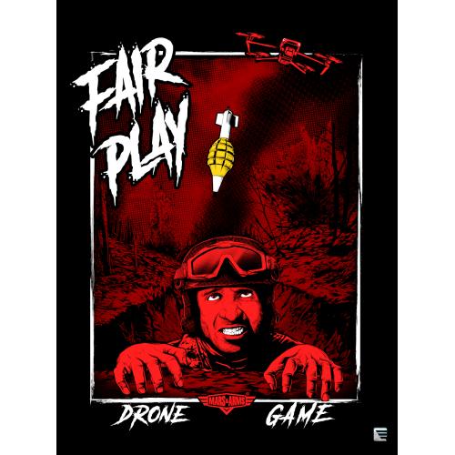 Plakát Mars and Arms Fair Play - černý-červený