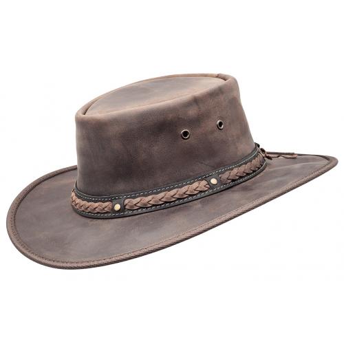Klobouk australský kožený Barmah Hats Squashy Bronco - světle hnědý