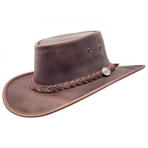 Klobouk australský kožený Barmah Hats Squashy Fullgrain - hnědý