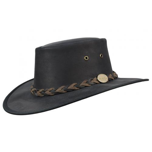 Klobouk australský kožený Barmah Hats Squashy Twotone - černý