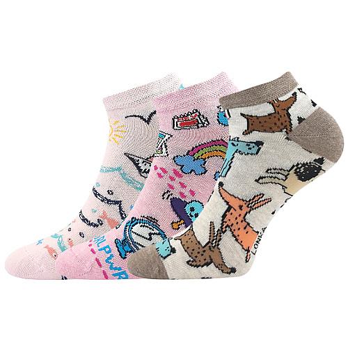 Ponožky detské trendy Lonka Dedonik 3 páry (svetlo ružové, ružové, hnedé)
